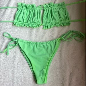 S neon green swim suit